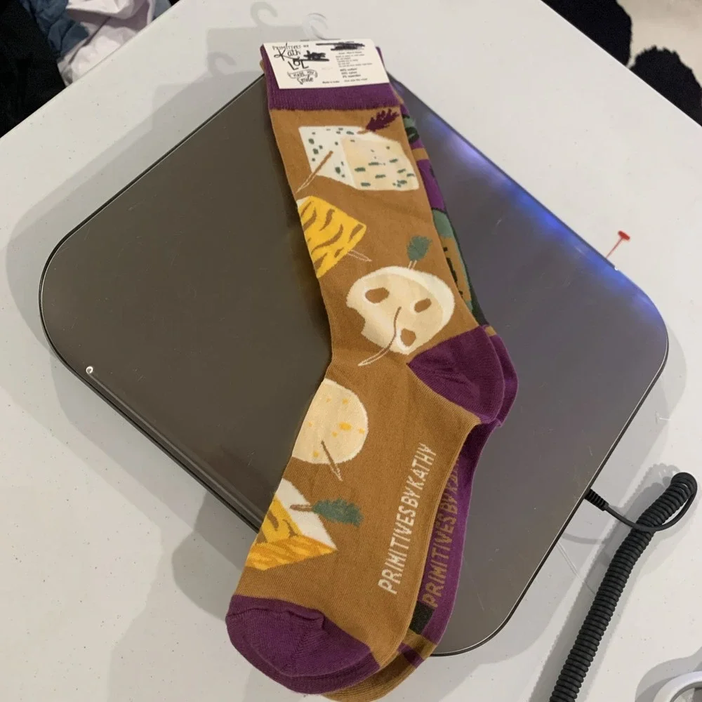 Primitives By Kathy. Wine And‎ Cheese LOL Socks